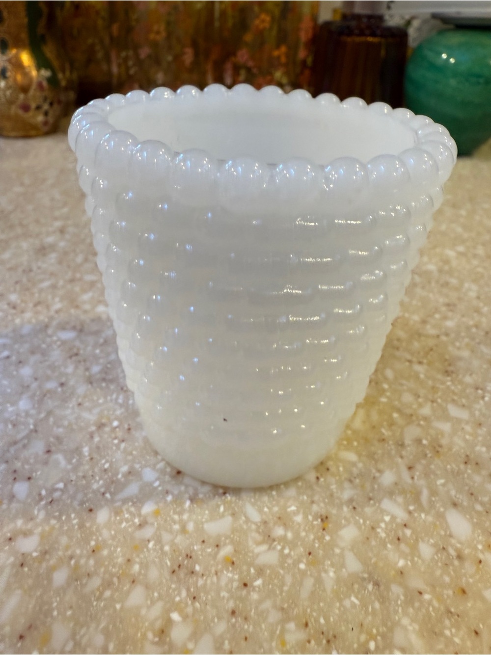 Vintage White Milk Glass Hobnail votive tea light candle holder